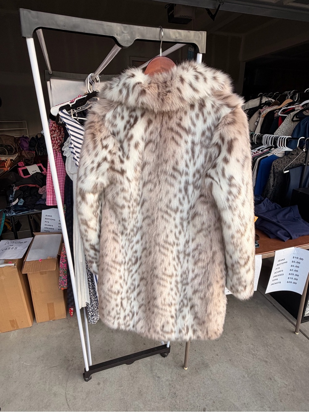 Karl Lagerfeld Cream and Light Brown Faux Fur Coat - Picture 2 of 3